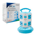 1pza Torre multicontactos bicolor con 8 tomacorrientes, 3 puertos usb y controlador de corriente, variedad de usos / fx / cha-01f
