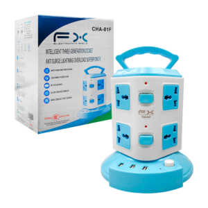 1pza Torre multicontactos bicolor con 8 tomacorrientes, 3 puertos usb y controlador de corriente, variedad de usos / fx / cha-01f