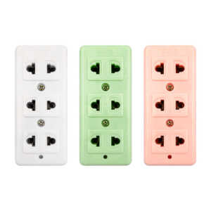 1pza Barra chica de multicontactos montable, de pared, con 3 tomacorrientes, variedad de colores / dht5265 / 999
