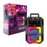 Bocina 8 pulgadas recargable, conexión bluetooth entrada usb, tf, auxiliar, con control de sonido luz rgb + micrófono / dm-861 / D&M