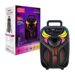 Bocina mediana recargable con luz rgb, conexión bluetooth, usb, tf y auxiliar, con control + micrófono / dm-870