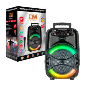 Bocina de 8 pulgadas recargable, bluetooth, con entrada usb, tf, auxiliar, luz led + microfono / dm-873 / D&M / 431092