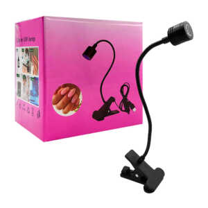 1pza Lámpara mediana flexible, con pinza para escritorio, entrada usb y luz ultravioleta, variedad de colores / clip on uv lamp / el-442