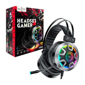 Audífonos gamer con sonido Hi-Res, micrófono omnidireccional, luces rgb, almohadillas grandes ergonómicas y rueda de volumen + cable adaptador usb y aux / esd05 / headset gamer