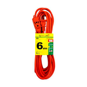 Extensión starlux naranja uso rudo de 6 metros  con 3 contactos / stp-2 / extn6