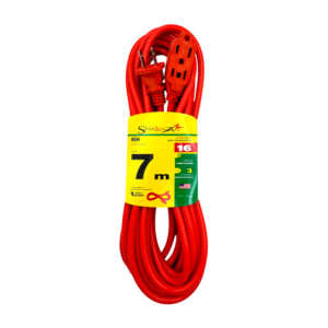 Extensión starlux naranja uso rudo de 7 metros  con 3 contactos / stp-2 / extn7