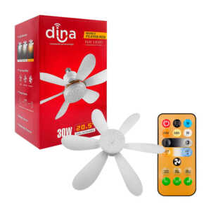 Foco ventilador dina con 6 aspas de plástico y control remoto, 3 modos de velocidades e iluminación / fs-6yhx-r520