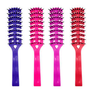 Cepillo pequeño de plástico para el cabello, 18.5 cm con detalles ranurados y de corazón, variedad de colores / g1224 / cepillo sencillo