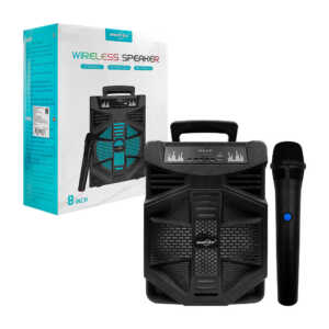 Bocina inalámbrica bluetooth portátil de 8 pulgadas con rejilla y ranurado frontal, luz rgb, agarradera, entradas usb - tf + micrófono / gts-2137 / 10w