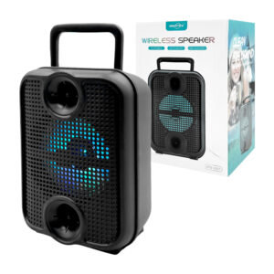 Bocina bluetooth portátil de 3 pulgadas con luces rgb, diseño frontal de rejilla, radio fm, asa y entradas usb - tf / gts-2307