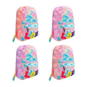 Mochila infantil de cuero sintético y tela con 2 compartimentos, leyenda love bordado + correa en forma de llavero, variedad de colores / bb-8032