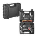 Estuche / kit de herramientas con destornillador eléctrico recargable inalámbrico, dados intercambiables, brocas, puntas y extensor, variedad de funciones / dpl8962