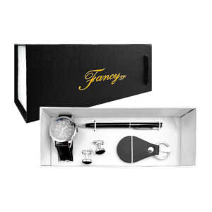 Kit de regalo para caballero con reloj de mano, llavero, 2 gemelos y bolígrafo / fancy / lu4057