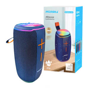 Bocina cilíndrica bluetooth moreka con luces rgb, correa, puertos usb, tf, auxiliar y tipo c, 20w, variedad de colores / moreka-424