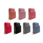 Bolsa portacelular de cuero sintético para dama con 3 compartimentos, correa y diseño de cuadros - corazones bordados, variedad de colores / pvb leather / qb-5138