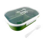 1pza Tupper grande redondeado, con cuchara / tenedor, 4 espacios y tapa transparente, variedad de colores / good life /  healhty life