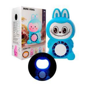 Ventilador recargable de escritorio con luz led en forma de conejo o labubu, variedad de colores y modelos/ vtl16 / hq66-31b / hq66-31a / mini fans / vtl20