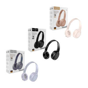 Audífonos de diadema inalámbricos bluetooth hi-fi con diseño delgado color liso, botones de control, entrada auxiliar, carga tipo c y micrófono, variedad de colores / w46