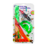 1pza Juego de geometría escolar con 6 piezas, 1 regla, 2 escuadras, 1 transportador, 1 compás y puntas de grafito, variedad de colores / flex / wh-1676