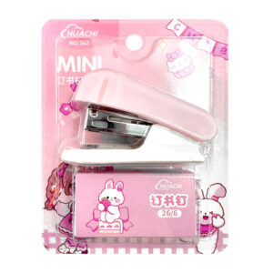 Kit de papelería infantil con 1 engrapadora pequeña, de plástico, y 1 caja de grapas, variedad de funciones / huachi / cute / mini