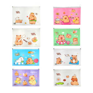Folder - carpeta de plástico con cierre ziploc y diseño de capibara 37x26.5, variedad de colores / xd17-125 / fc-1029 / xd18-125