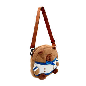 Bolsa pequeña infantil redonda afelpada con diseño de capibara con traje, variedad de colores / xh-920 / bolsa capibara