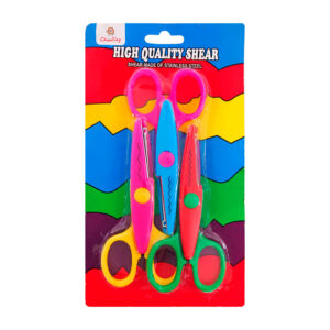Blíster de 3 tijeras con corte de diversas figuras, variedad de modelos y colores / chao ging / y-a188