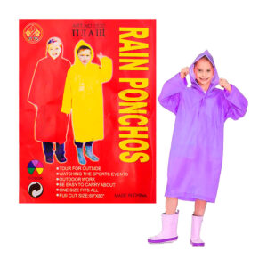 Impermeable infantil de plástico desechable tipo poncho, variedad de colores / rain ponchos / yong-2290