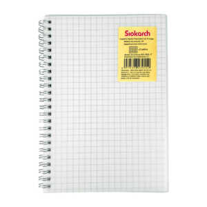 Cuaderno siokarch a5 con doble espiral metálico. pasta transparente 70 páginas de cuadrícula grande 145*210mm / a5-002-7
