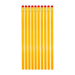 Paquete con 10 lápices amarillos de madera con goma borrrador / pencil hb / b0000a