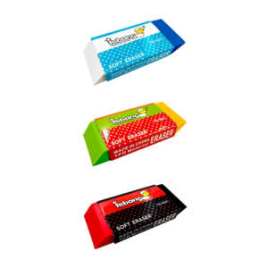 1pza Borrador suave bicolor rectangular, 6.6x2.8cm, variedad de colores / tebang soft eraser / tb16093