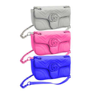 Bolsa para dama acolchada, diseño cosido, con asa de cadena y placa, variedad de colores / ba333 / bolsa pequeña