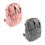 Mochila pequeña lisa de 5 compartimentos con detalles de cuero, tirantes satinados y correa, variedad de colores / bb-1196