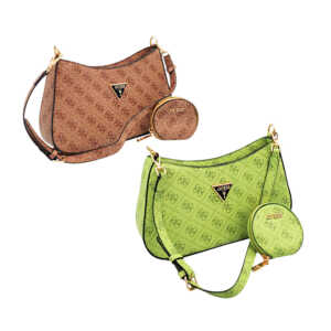 Bolsa para dama con 2 compartimentos diseño monograma, monedero y asa de tela, variedad de colores / bolsa rígida / bb989