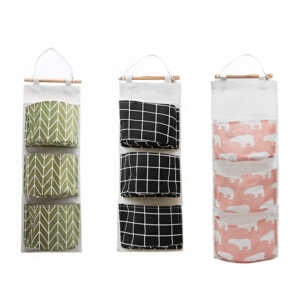 Bolsa colgante multifuncional con 3 compartimentos y estampado animado o cuadros, variedad de diseños / bolsillo-0330