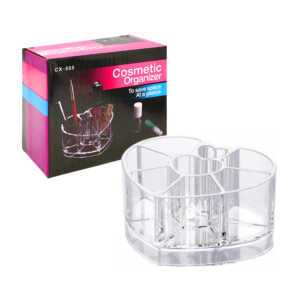 Organizador pequeño transparente en forma de corazón con 8 espacios para organizar maquillaje / cosmetic organizer / cx-555 / organizador corazón