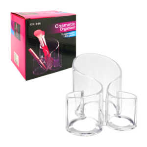Organizador redondo - circular transparente con 3 espacios para organizar maquillaje / cosmetic organizer / cx-666 / organizador brochas