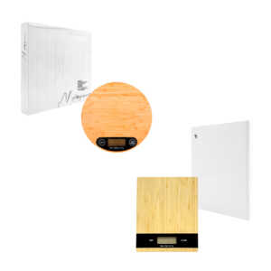 Báscula pequeña cuadrada o circular, diseño de madera con capacidad de 5 kg, variedad de colores / es083 / cm-105s / báscula madera / es084 / cm-105r