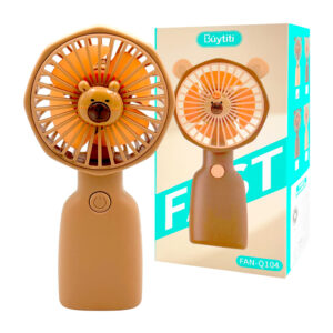 Mini ventilador portátil recargable con mini figura decorativa de capibara y orejitas, variedad de colores / fan-q104