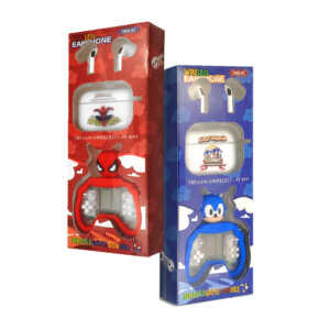 Kit de audífonos inalámbricos y mini consola con multijuegos + estampado y diseño de spider-man o  sonic / fr-9095 / tws-07