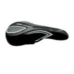 1pza Asiento para bicicleta bicolor, con cuerpo metálico, cuadro reflectante y estampado con frase / g07 / new century