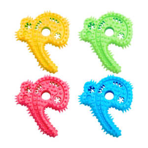 Juguete tipo mordedera para mascota, diseño ergonómico en forma de número, con textura de púas y ranuras para higiene dental, variedad de colores / jr2540 / 2540