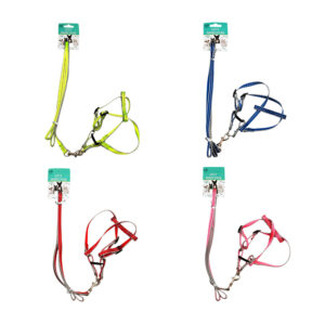 Set de correa y arnés ajustable para mascota de 1cm de grosor con líneas reflejantes, variedad de colores / jr2606 / 2606