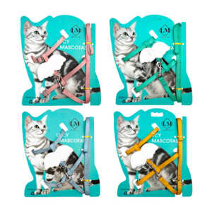Pechera ajustable + correa de tela para mascotas con decoración de alas, variedad de colores / jr2637 / 2637