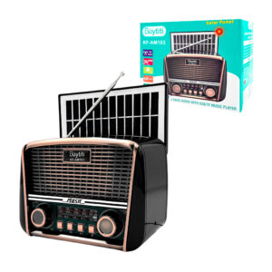 Bocina inalámbrica bluetooth estilo vintage con radio am - fm - sw, entradas usb - tf, antena,  panel solar y correa, variedad de colores / kf-am103