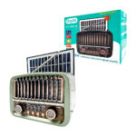 1pza Bocina / radio pequeña, estilo vintage, bicolor, con perillas de control y volumen, botones de reproducción frontales, antena receptora, panel solar y puertos de carga / conexión traseros, variedad de funciones y colores / buytiti / solar panel