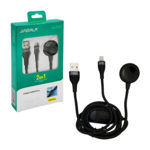 1pza Cable cargador inalámbrico para smartwatch, con dos salidas a usb y lightning, y cable mallado, variedad de usos / sabala / km-031