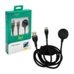 1pza Cable cargador inalámbrico para smartwatch, con dos salidas a usb y tipo c, y cable mallado, variedad de usos / sabala / km-032