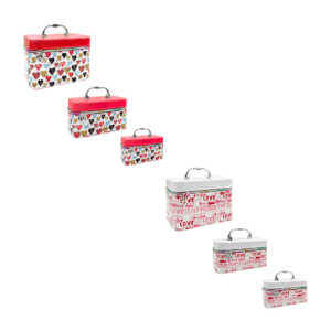 Juego de 3 cosmetiqueras rectangulares con efecto holográfico y estampado de frase love / ls-465
