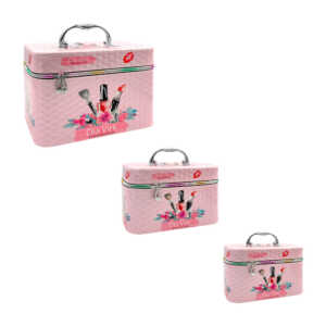 Juego de 3 cosmetiquera rectangulares con estampado de cosméticos / dia virk / ls-471